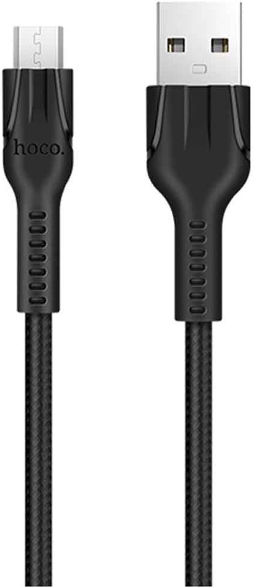 hoco 1 m Nylon gevlochten micro USB naar USB Data Sync oplaadkabel, voor Galaxy, Huawei, Xiaomi, LG, HTC en andere slimme telefoons, oplaadbare apparaten (zwart)