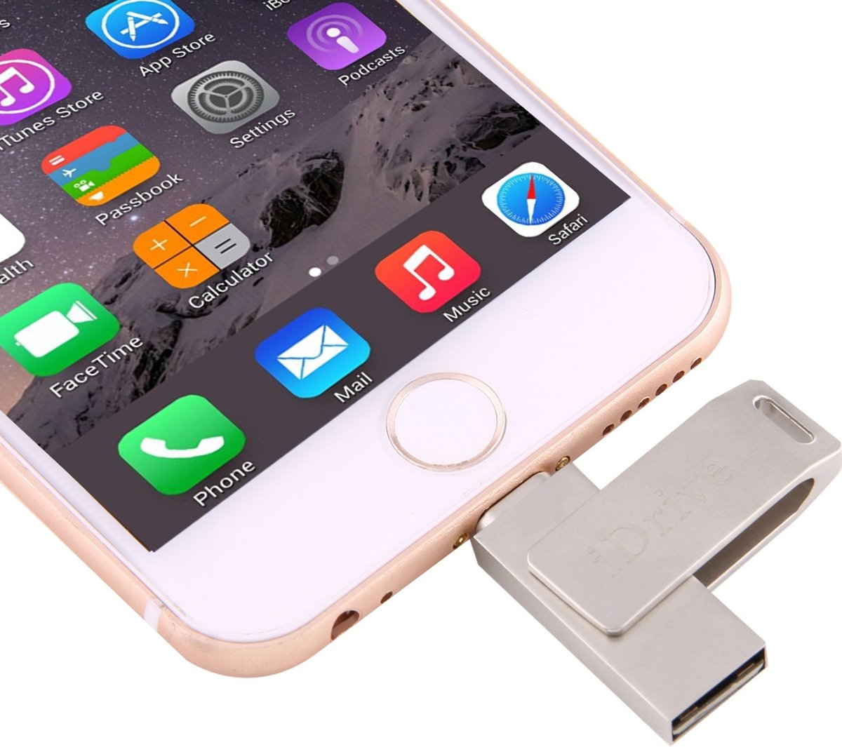 iDragon-U009 64 GB 8-pins naar USB 2.0 2 in1 Mini 2 roterende metalen flash-schijf, voor iPhone & iPad & iPod