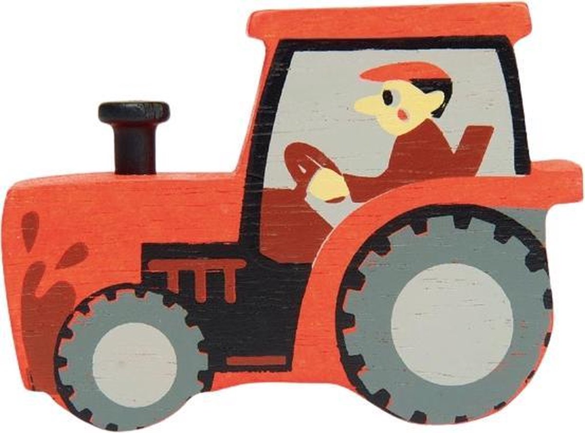 Tender Leaf Toys Tractor Junior 8 Cm Hout Rood