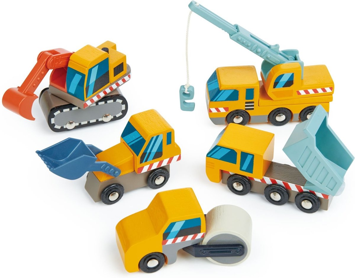 Tender Toys Bouwwagens Speelset Hout 5-delig