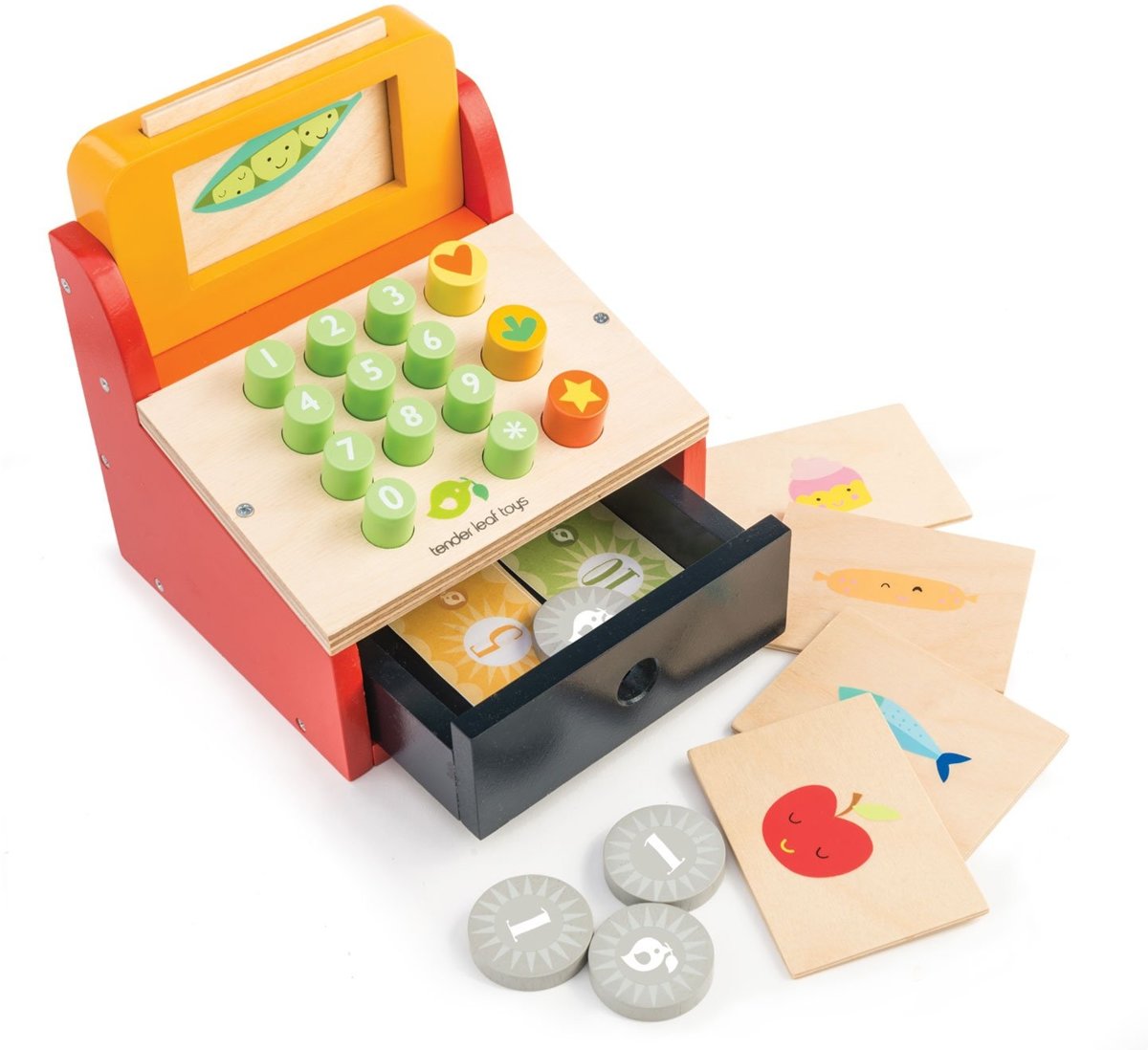 Tender Toys Kassa Met Geld Hout Junior 14 X 13 X 16 Cm