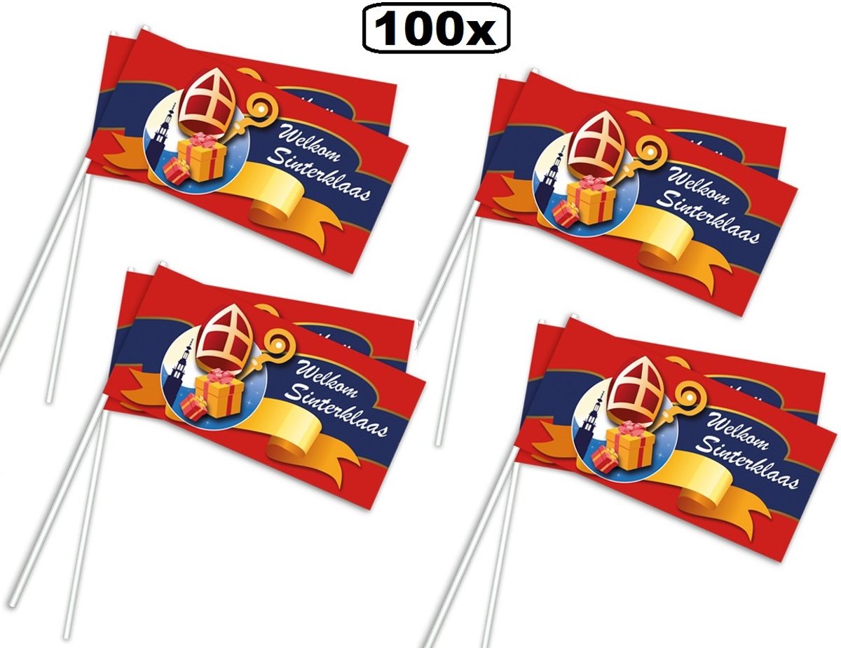 100x Zwaaivlaggetje Sinterklaas kado