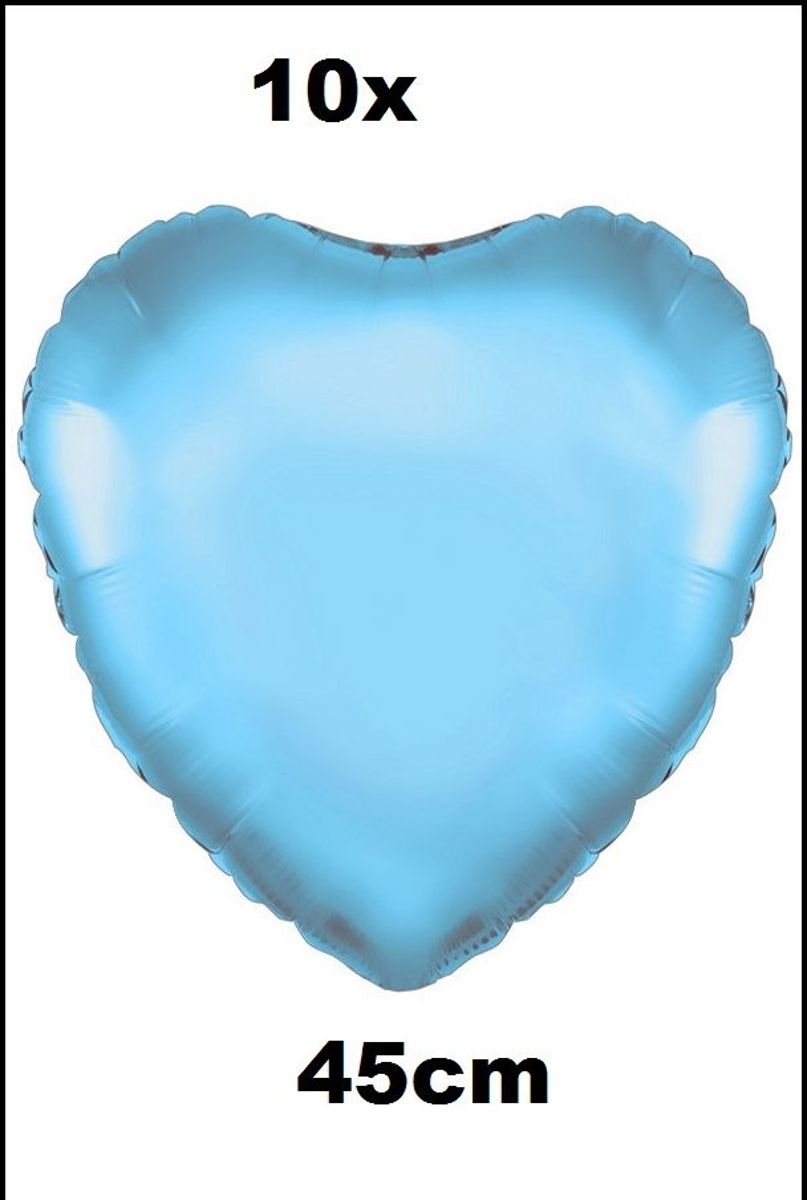 10x Folie ballon Hart 45 cm licht blauw.