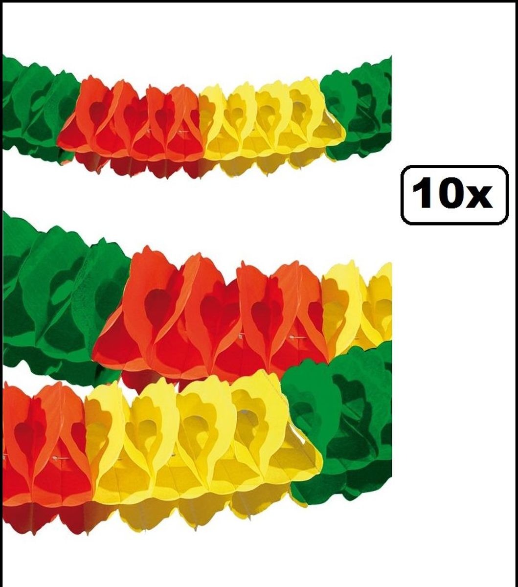 10x Guirlande rd/gl/gr papier 10 m Brandvertragend