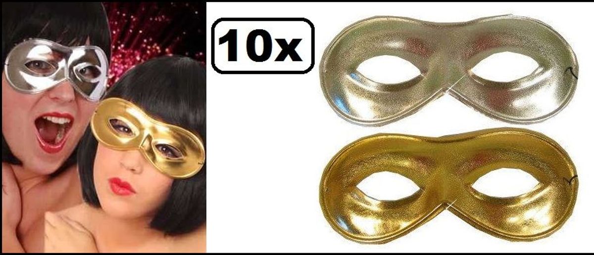 10x Oogmasker farfalla goud/zilver