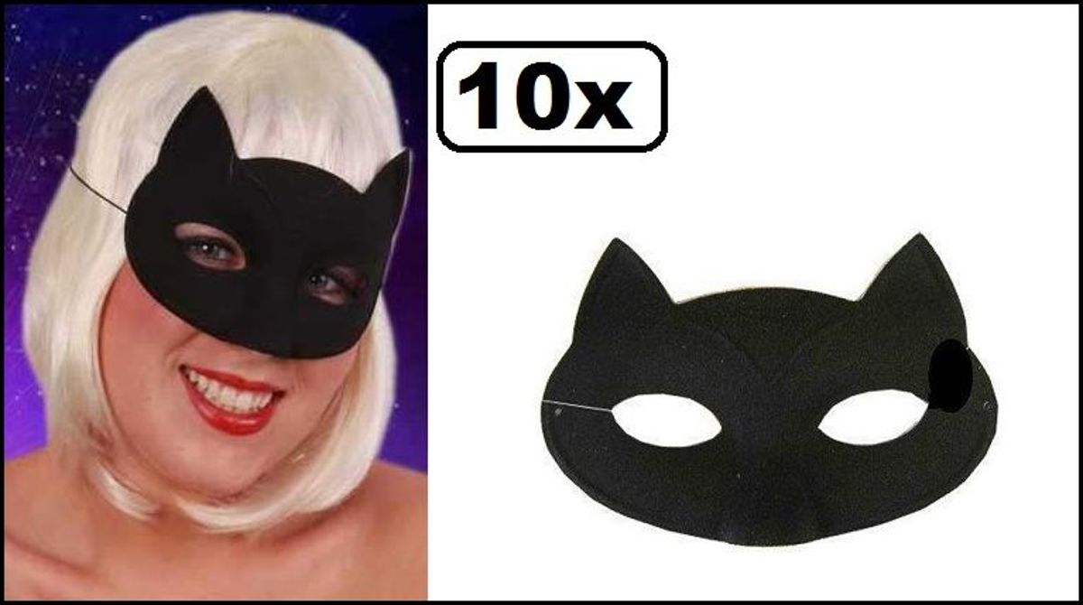 10x Oogmasker kat zwart