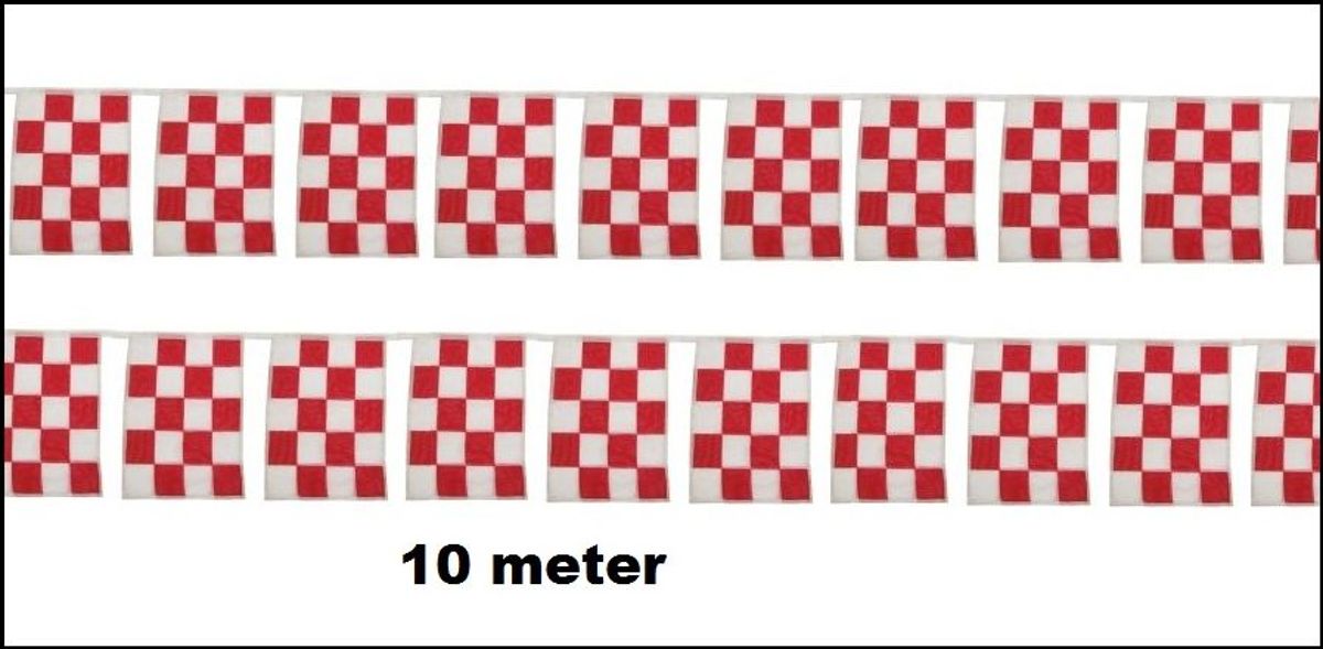 10x Vlaggenlijn katoen rood/wit de luxe 10meter