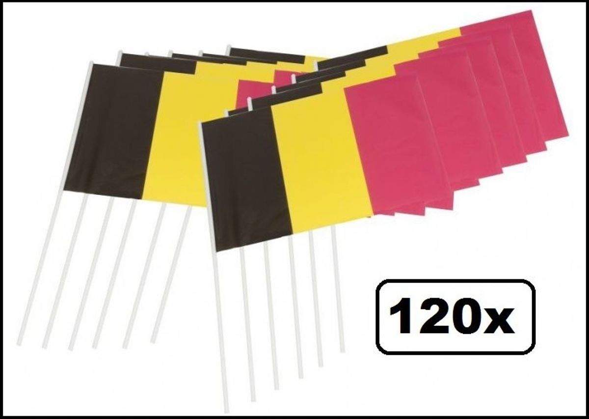 120x Vlaggetjes België zwart/geel/rood