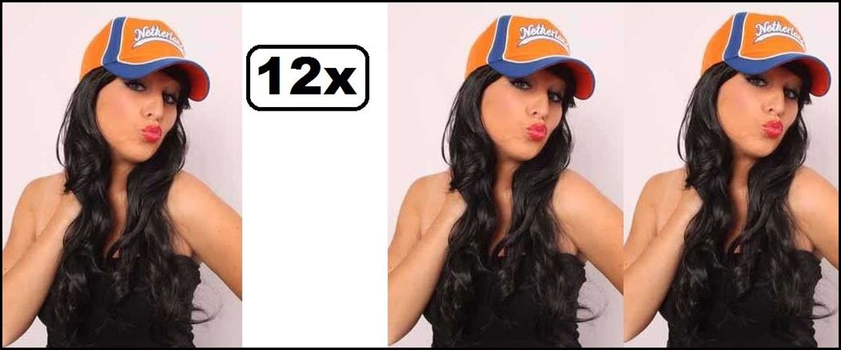 12x Baseball cap oranje/blauw Netherlands