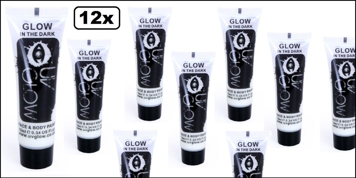 12x Glow in the dark Face & body paint wit