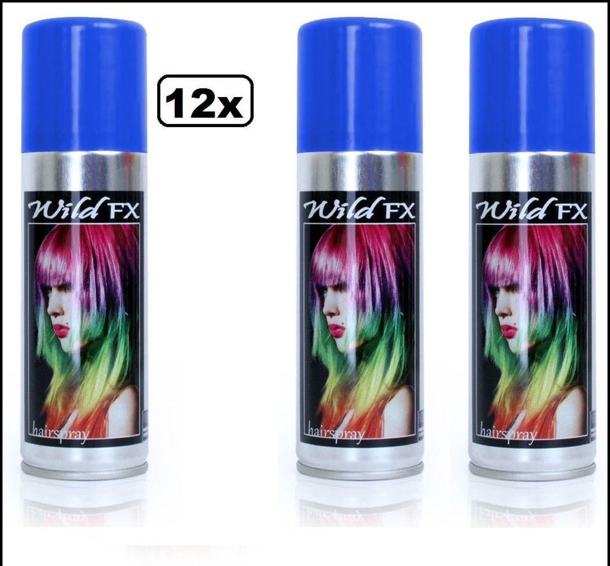 12x Haarspray blauw 125 ml