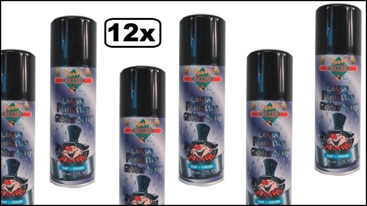 12x Haarspray glitter multi 125 ml