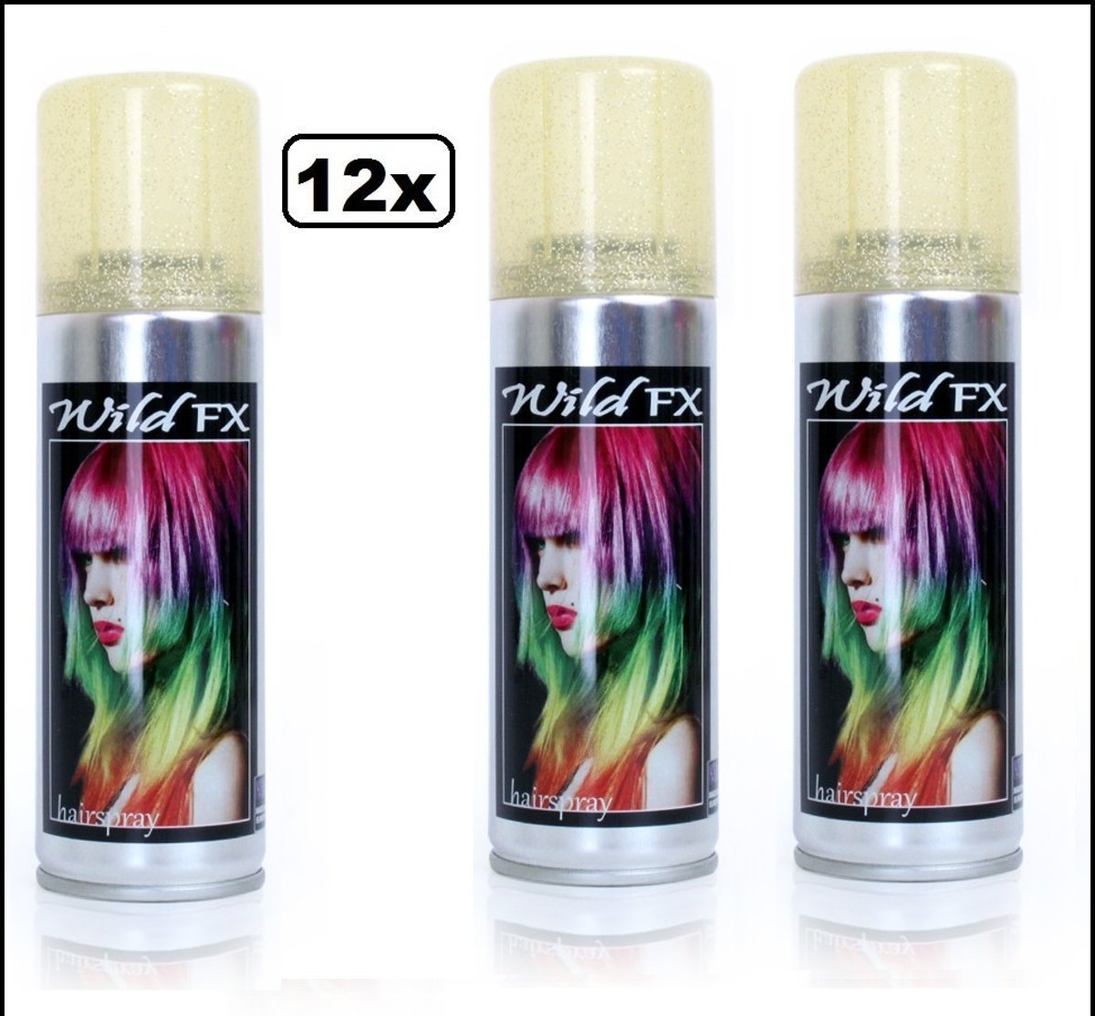 12x Haarspray glittergoud 125 ml