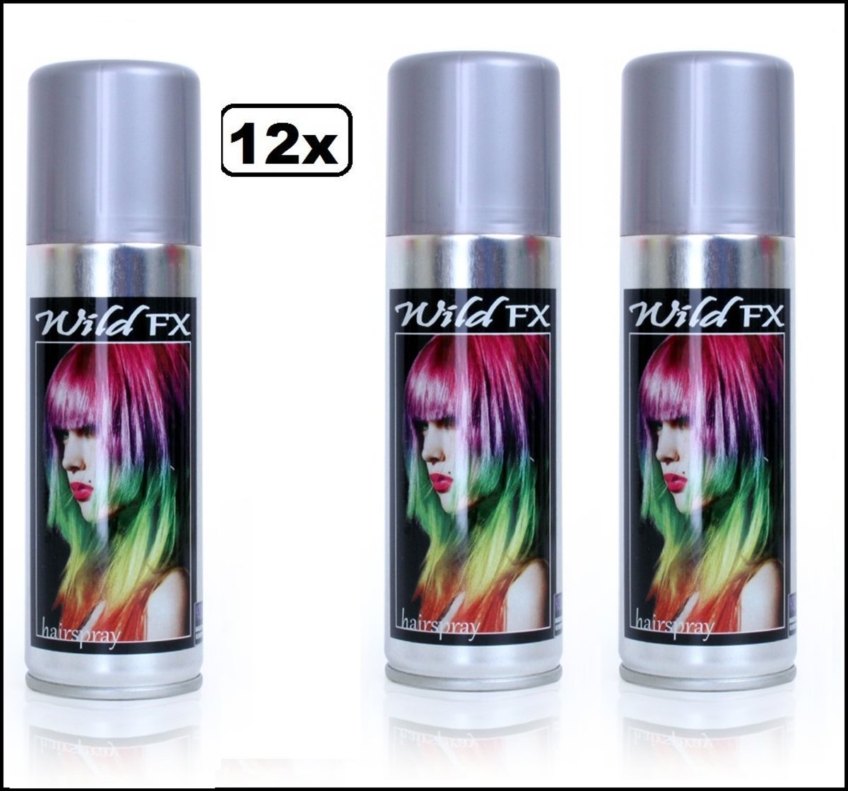 12x Haarspray zilver 125 ml