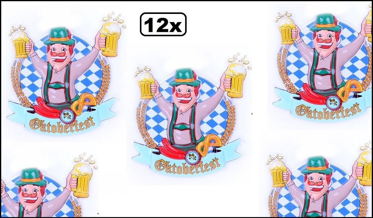 12x Tiroler wanddecoratie man met bierpullen 44x44 cm