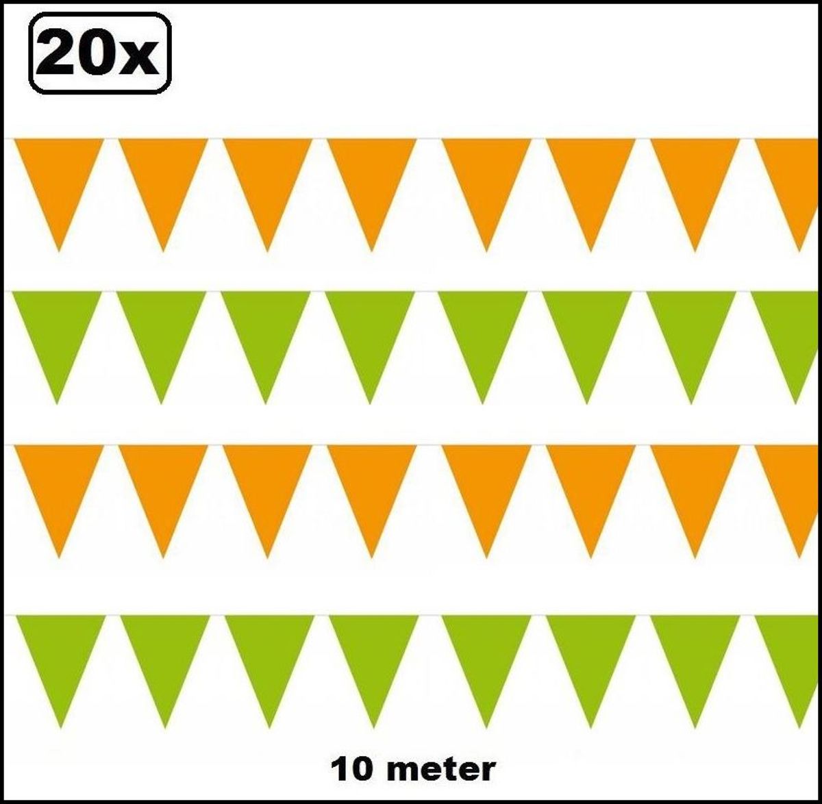 20x Vlaggenlijn groen en oranje 10 meter