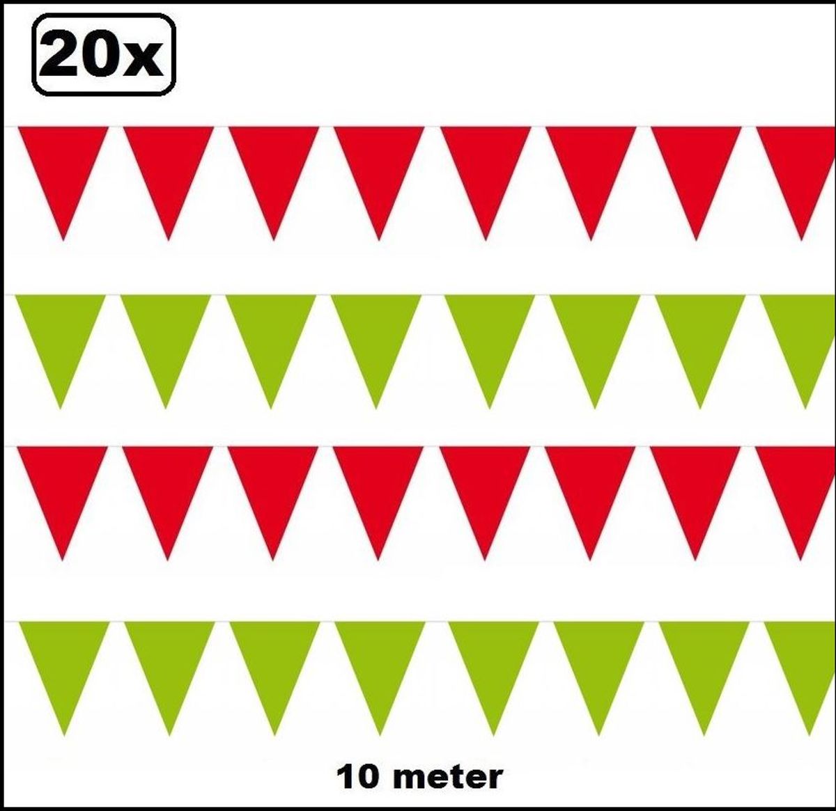 20x Vlaggenlijn rood en groen 10 meter