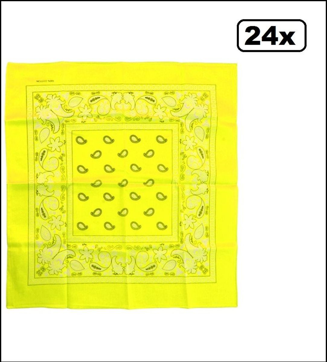 24x Bandana Fluor geel 53 x 53 cm