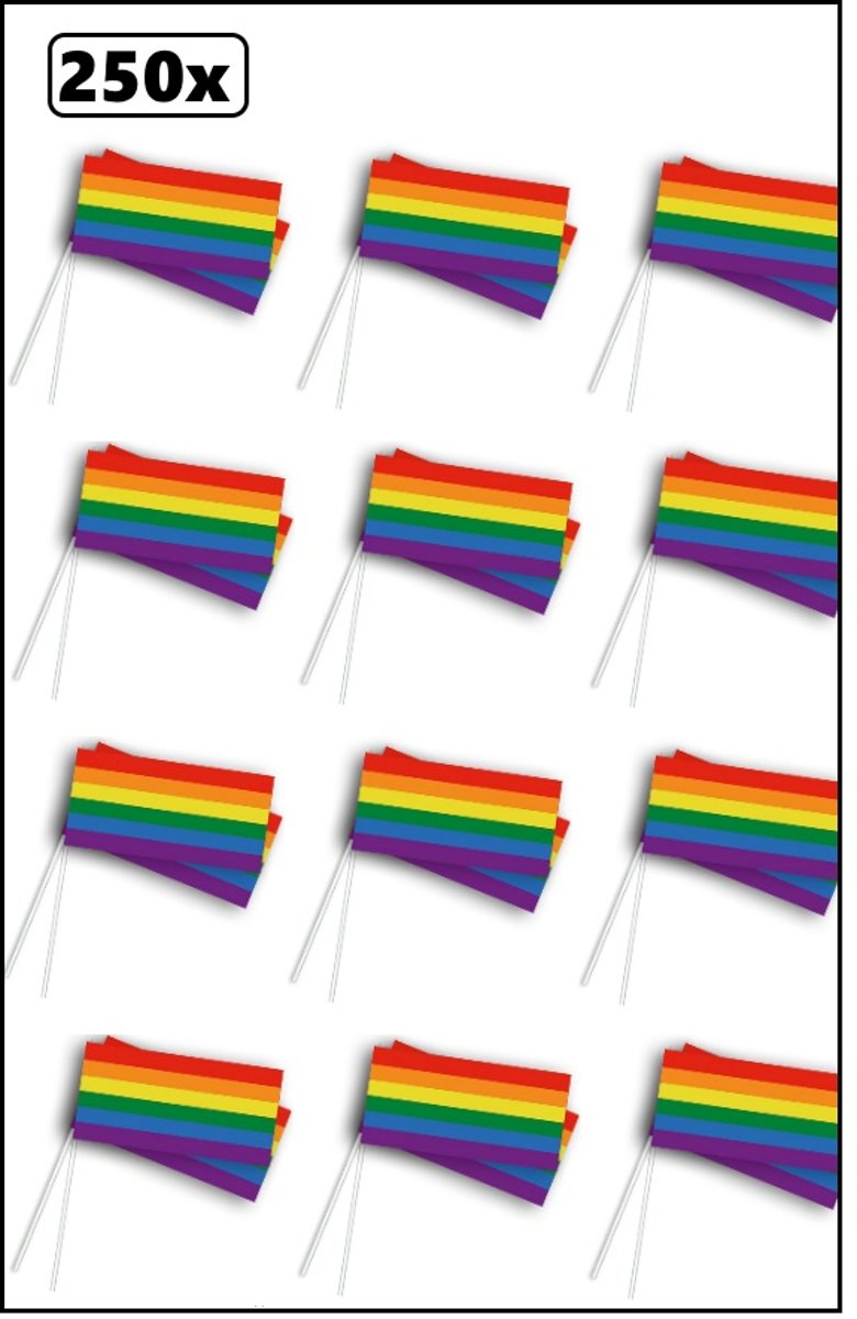 250x Zwaaivlaggetje Regenboog
