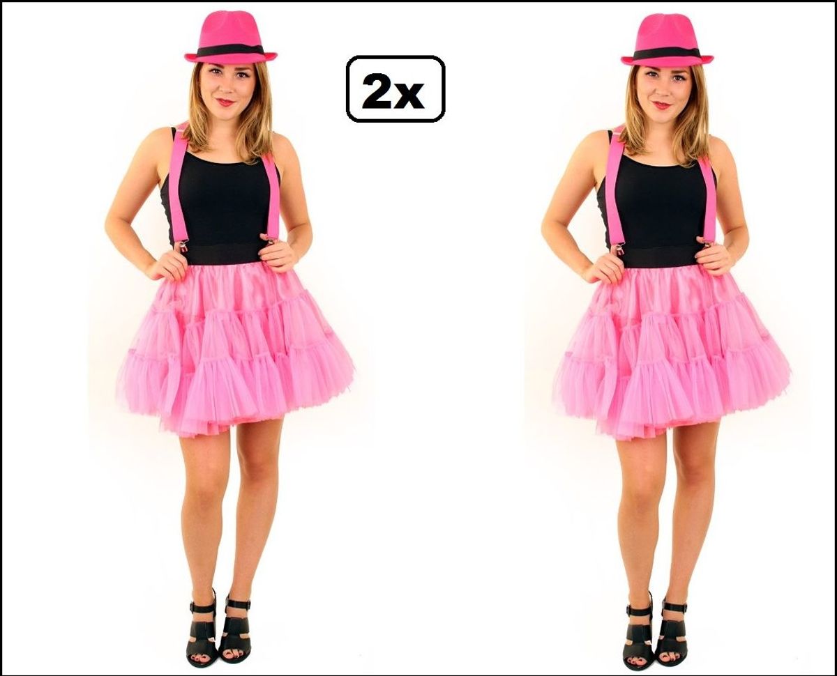 2x Petticoat pink 3-laags volwassenen