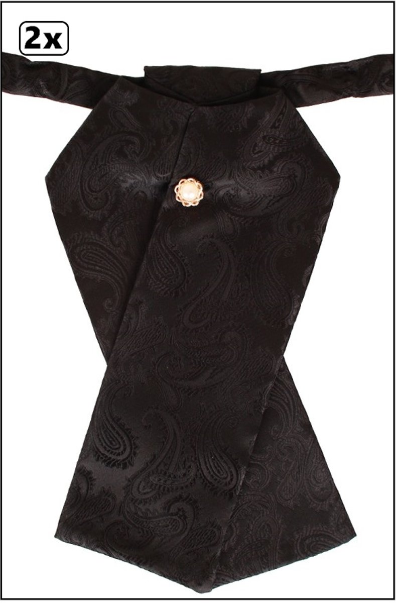 2x Plastron deluxe zwart