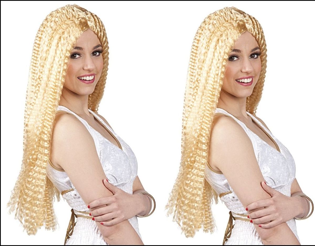 2x Pruik lang blond Muriel