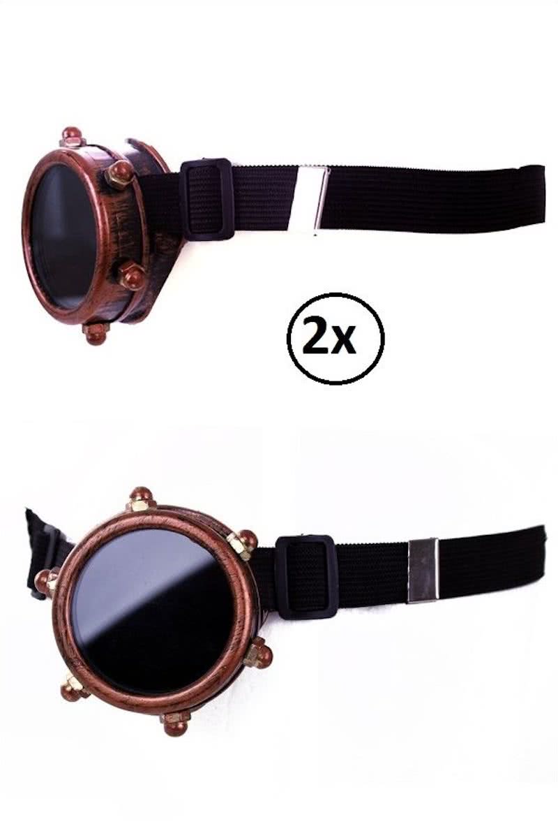 2x Steampunk bril monocle koper