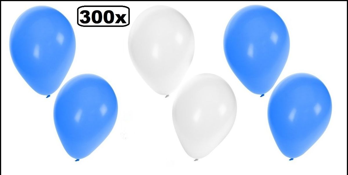 300x Ballonnen blauw/wit/blauw