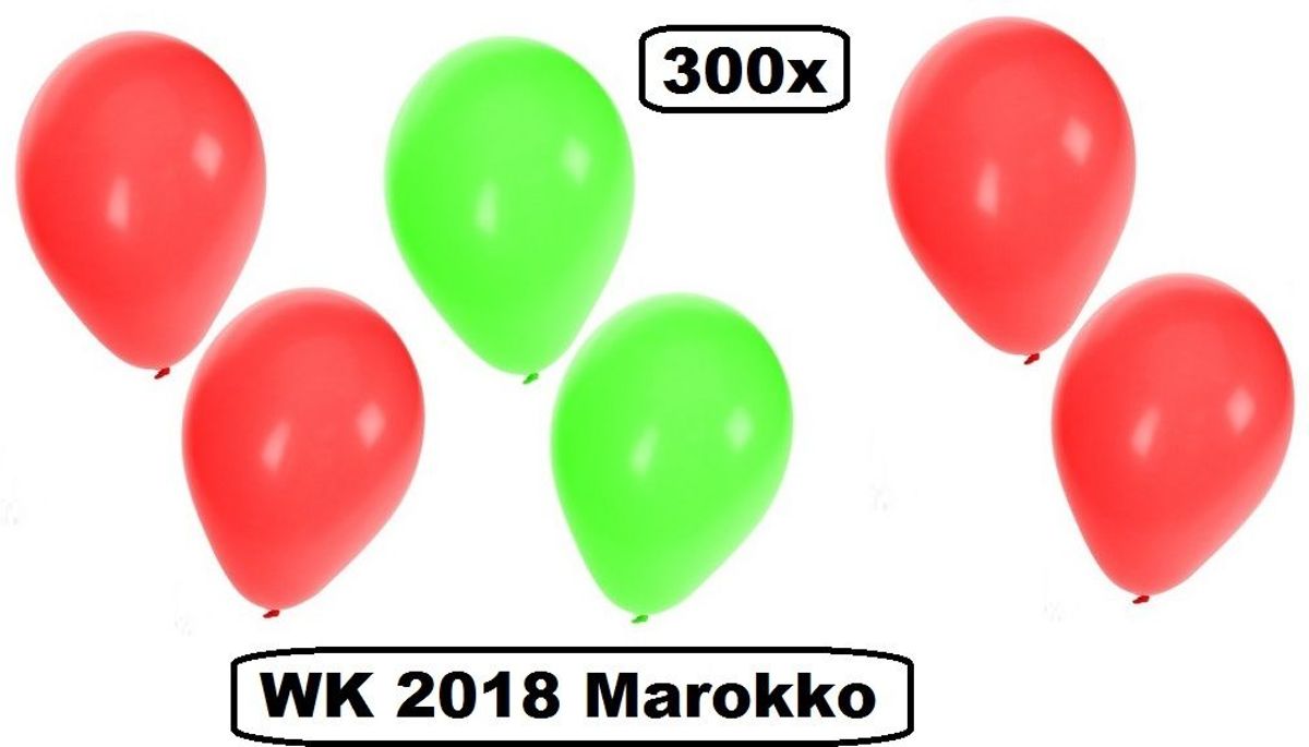 300x WK Ballonnen Marokko rood/groen