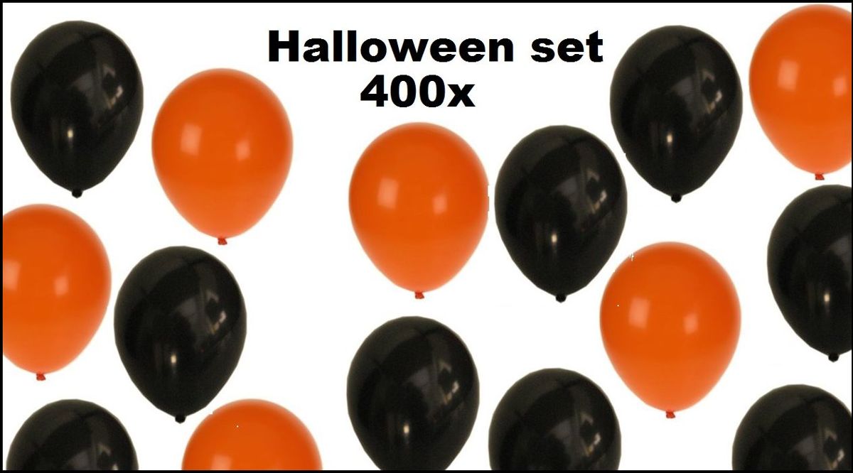 400x Halloween ballonnen set zwart/oranje