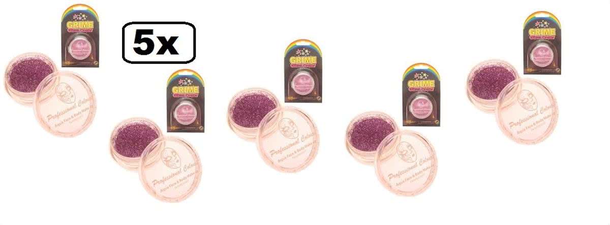 5x Grimeer glitter poeder pink