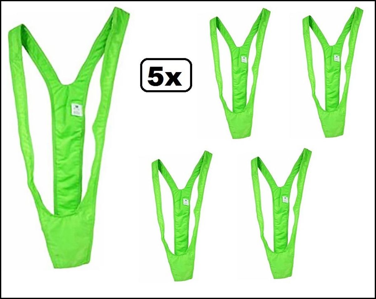 5x Mankini fluor groen