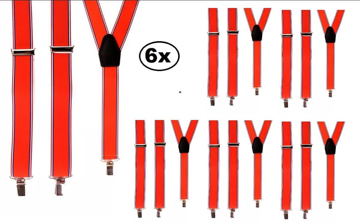 6x Bretel oranje met rood/wit/blauw randje