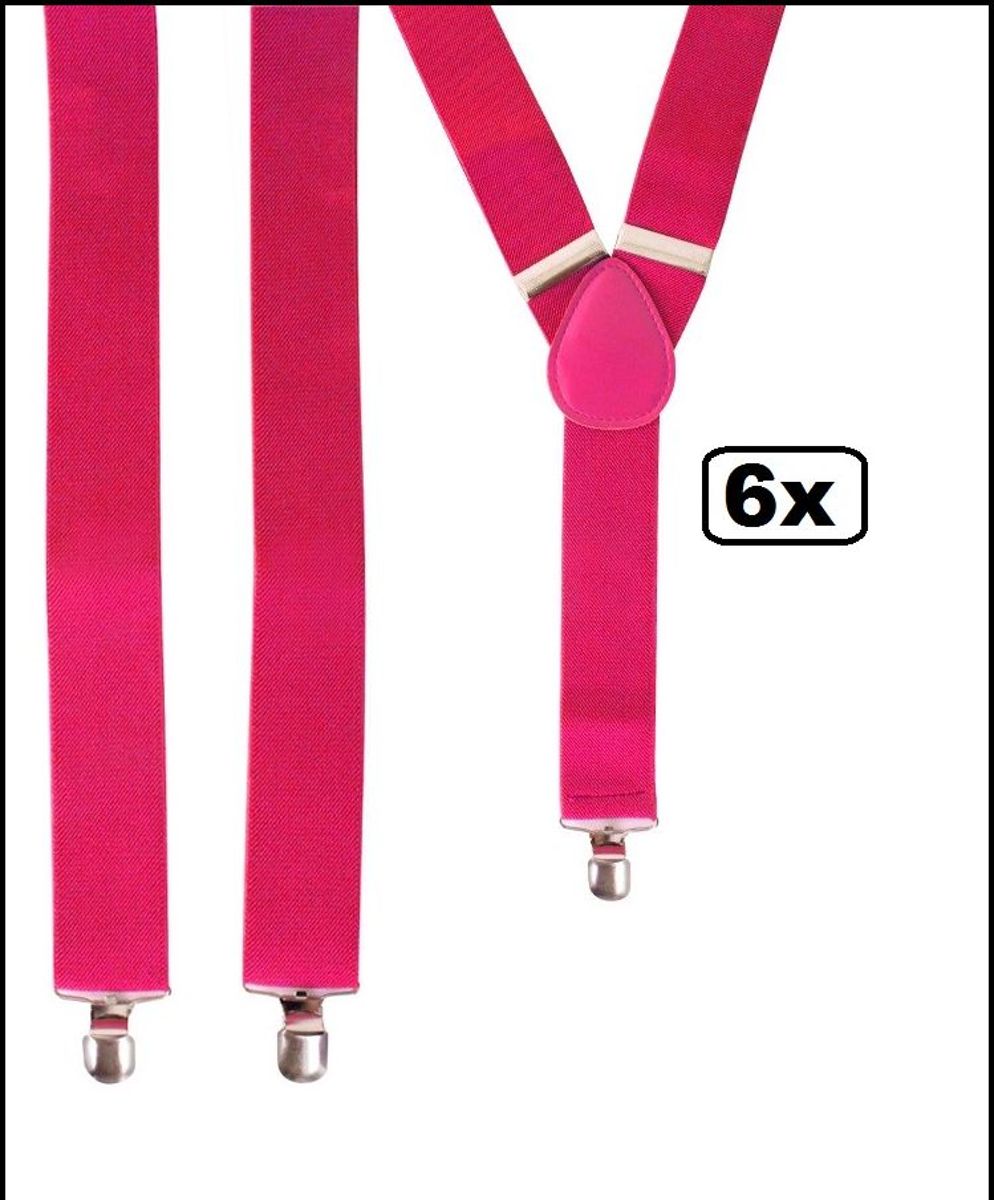 6x Bretel roze/pink