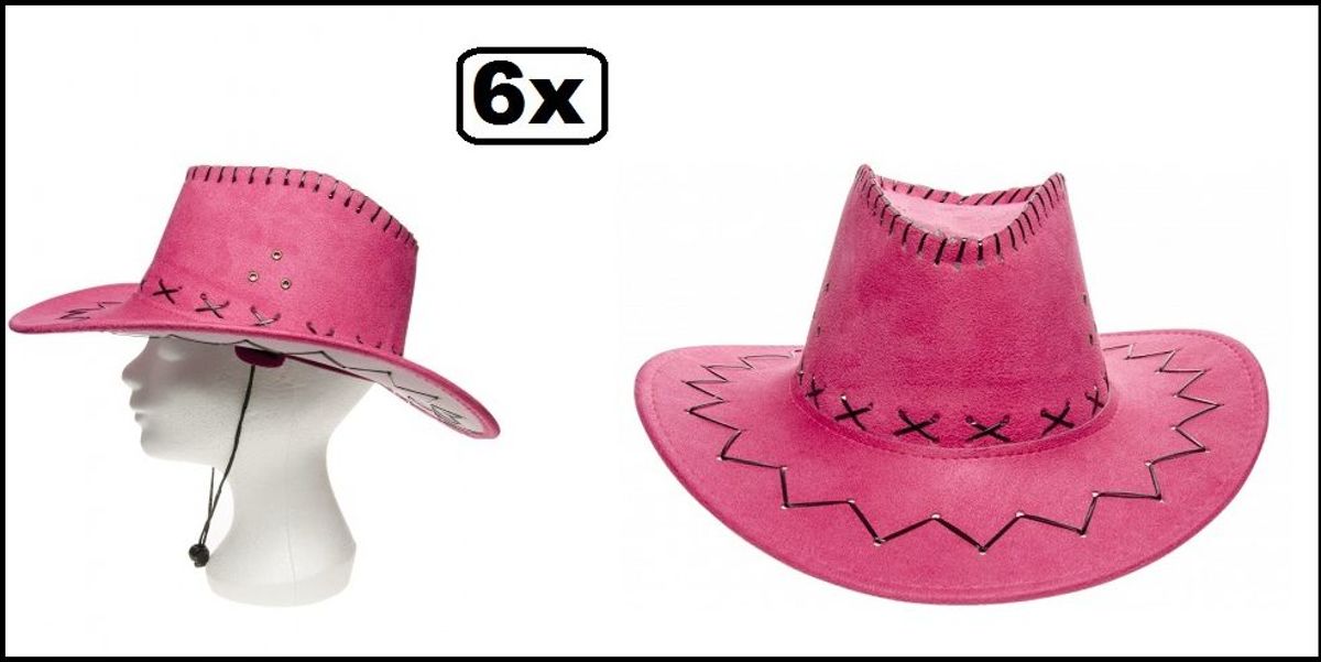 6x Cowboy hoed unisex one size roze