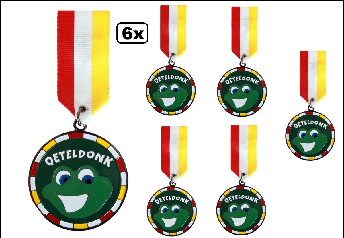 6x Medaille/Onderscheiding speldje kikker Oeteldonk