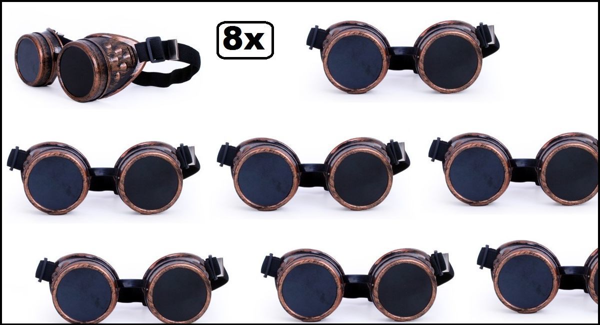 8x Steampunk bril koper kleurig