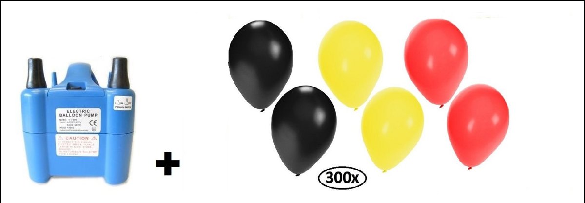 Elektrische Ballonnen Pomp XL met 300 ballonnen zwart/geel/rood