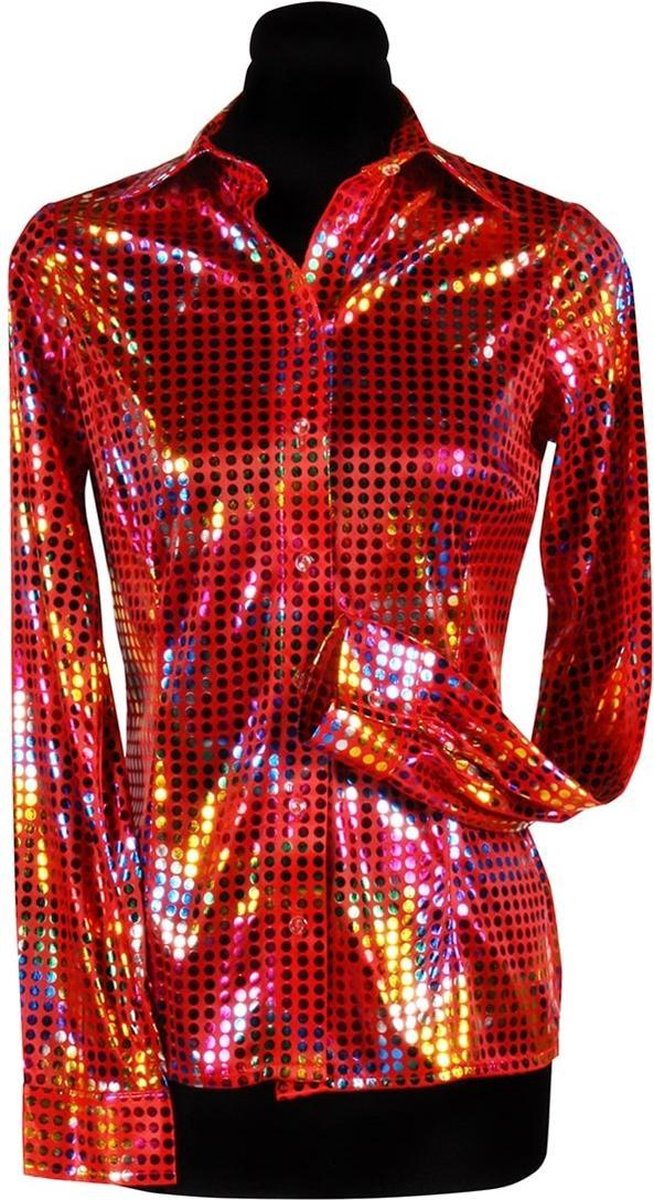 Shirt disco dame rood