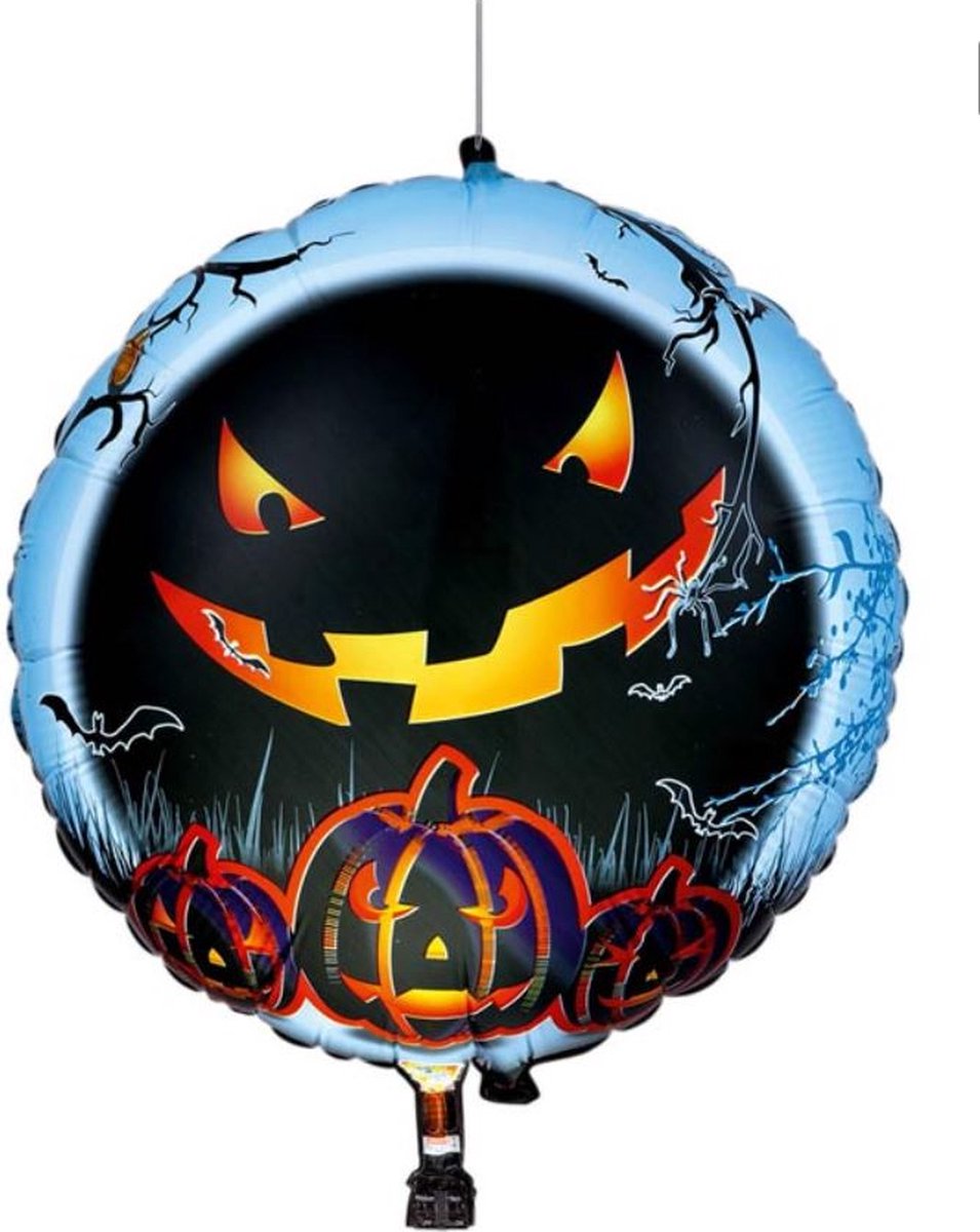 TIB halloween Folieballon ballon Creepy Pumpkin pompoen met ledverlichting 3 kleurig  (65 cm)