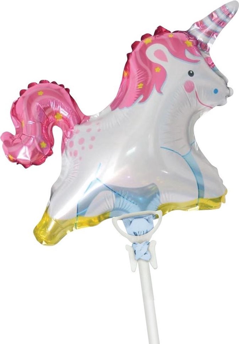 Tib Folieballon Unicorn Junior 35 Cm Wit/roze