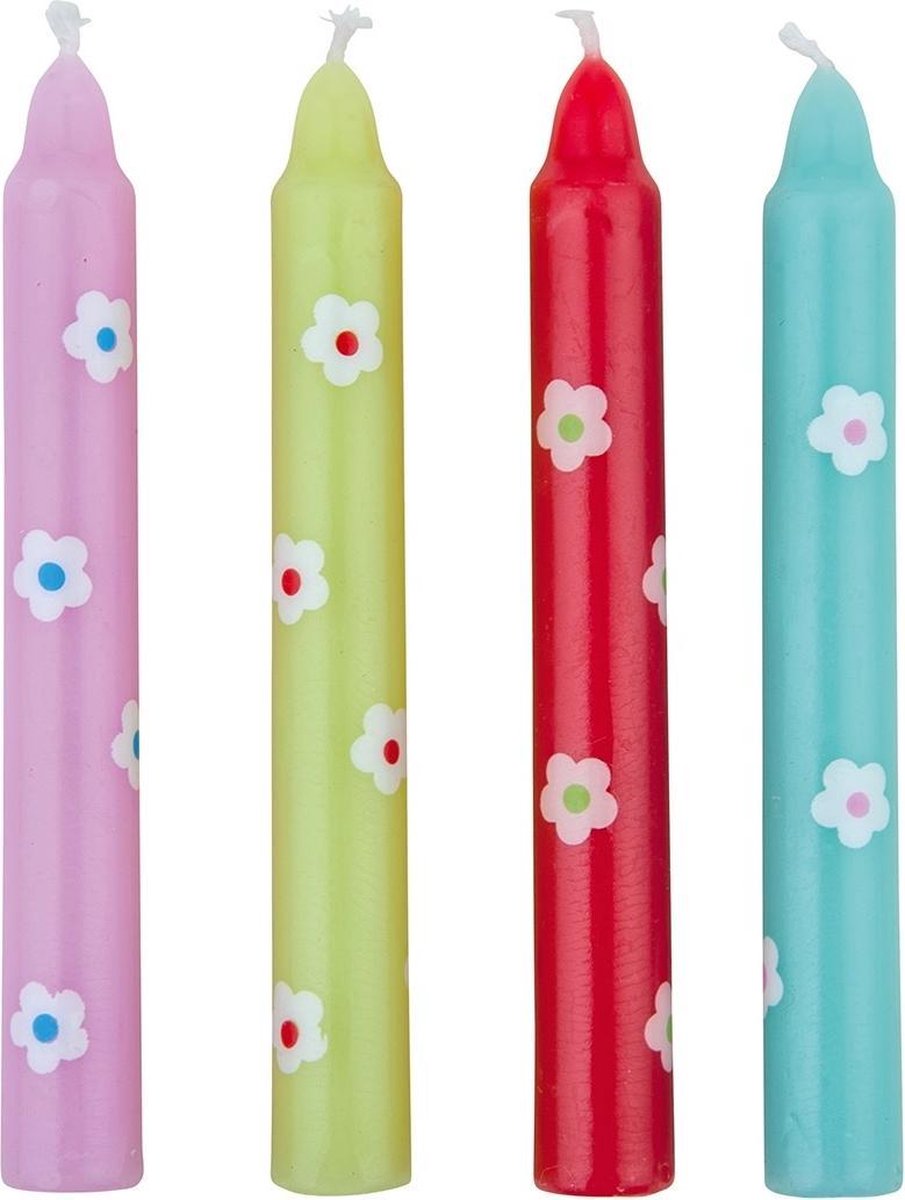 Tib Verjaardagskaarsjes Bloemen Junior 7,5 Cm Wax 4 Stuks