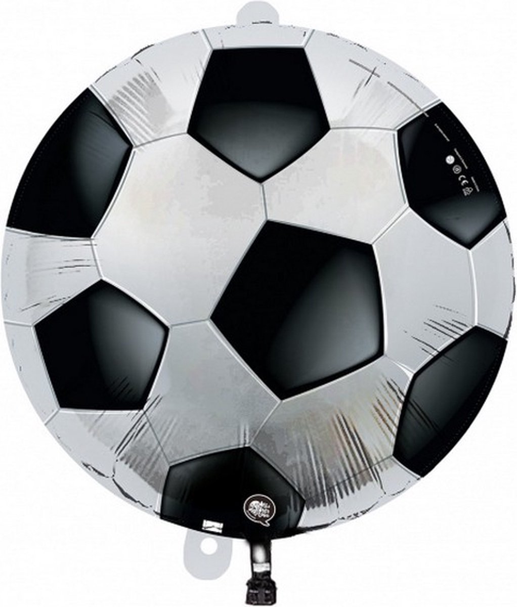 ballon Voetbal led 65 cm latex zwart/wit