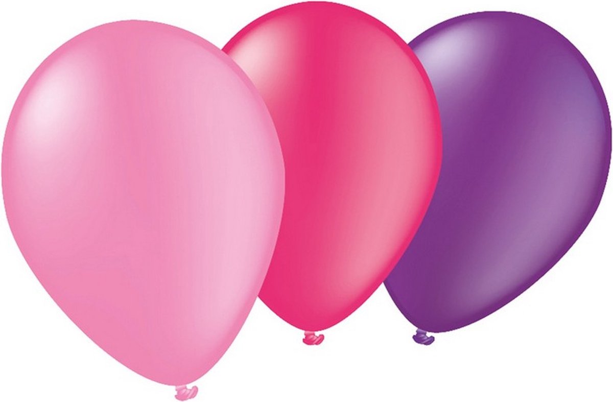 ballonnen Girls 30 cm latex roze/paars 8 stuks