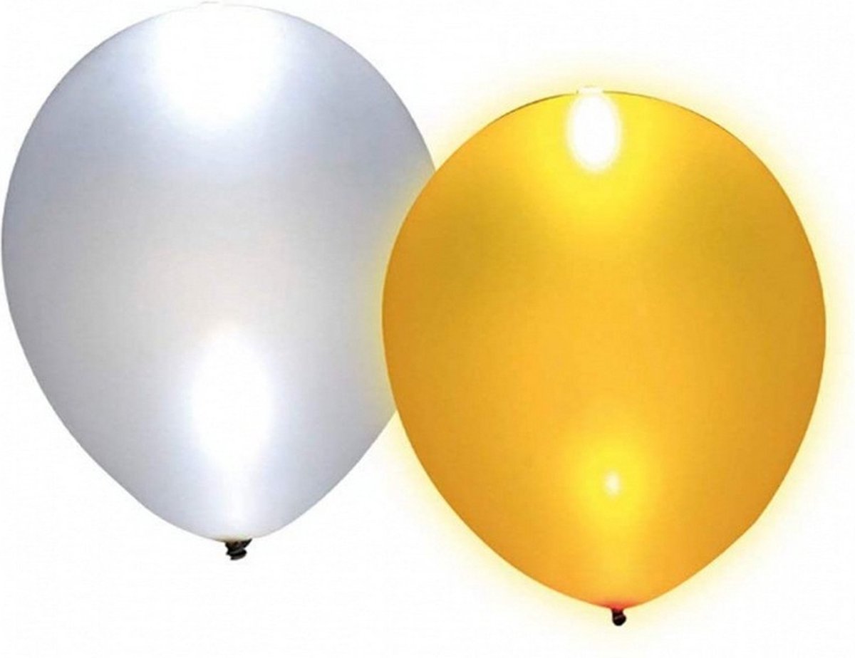 ballonnen Lightning led 20 cm latex goud/zilver 5 stuks