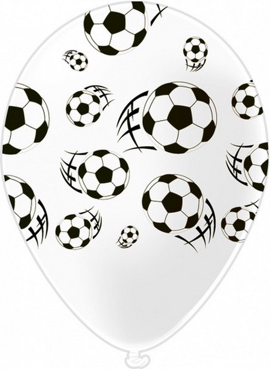 ballonnen Soccer 30 cm latex wit 18 stuks