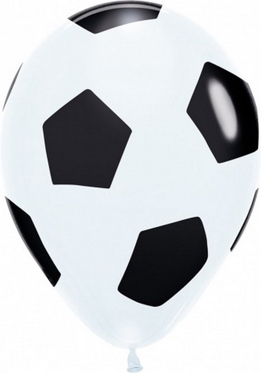 ballonnen voetbal led 20 cm latex wit/zwart 4 stuks