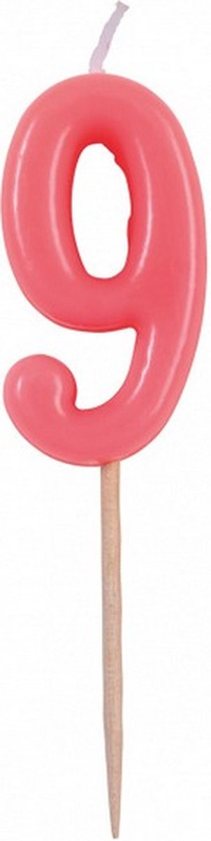 cijferkaars 9 4,5 cm wax roze