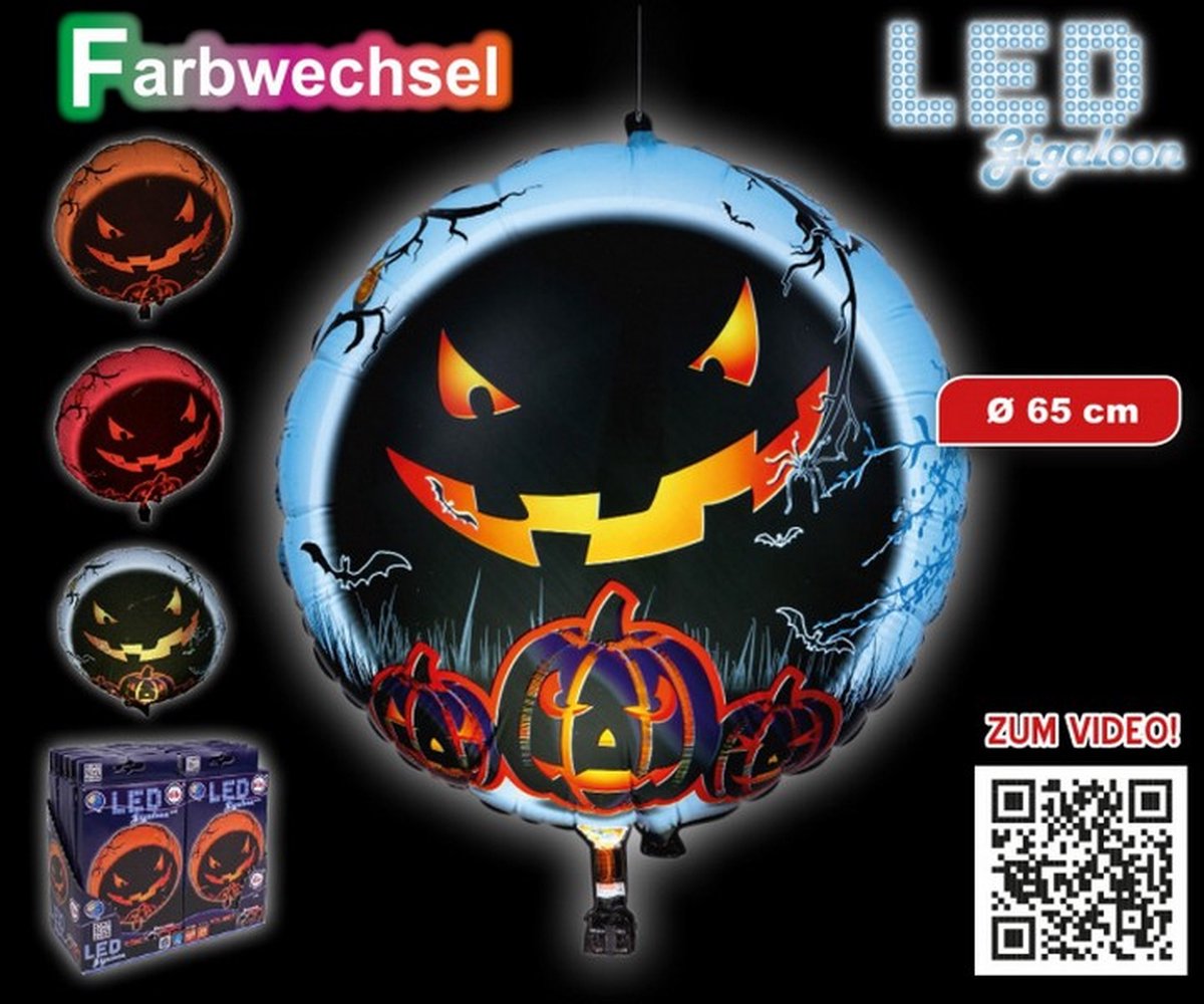 folieballon Halloween led 65 cm zwart