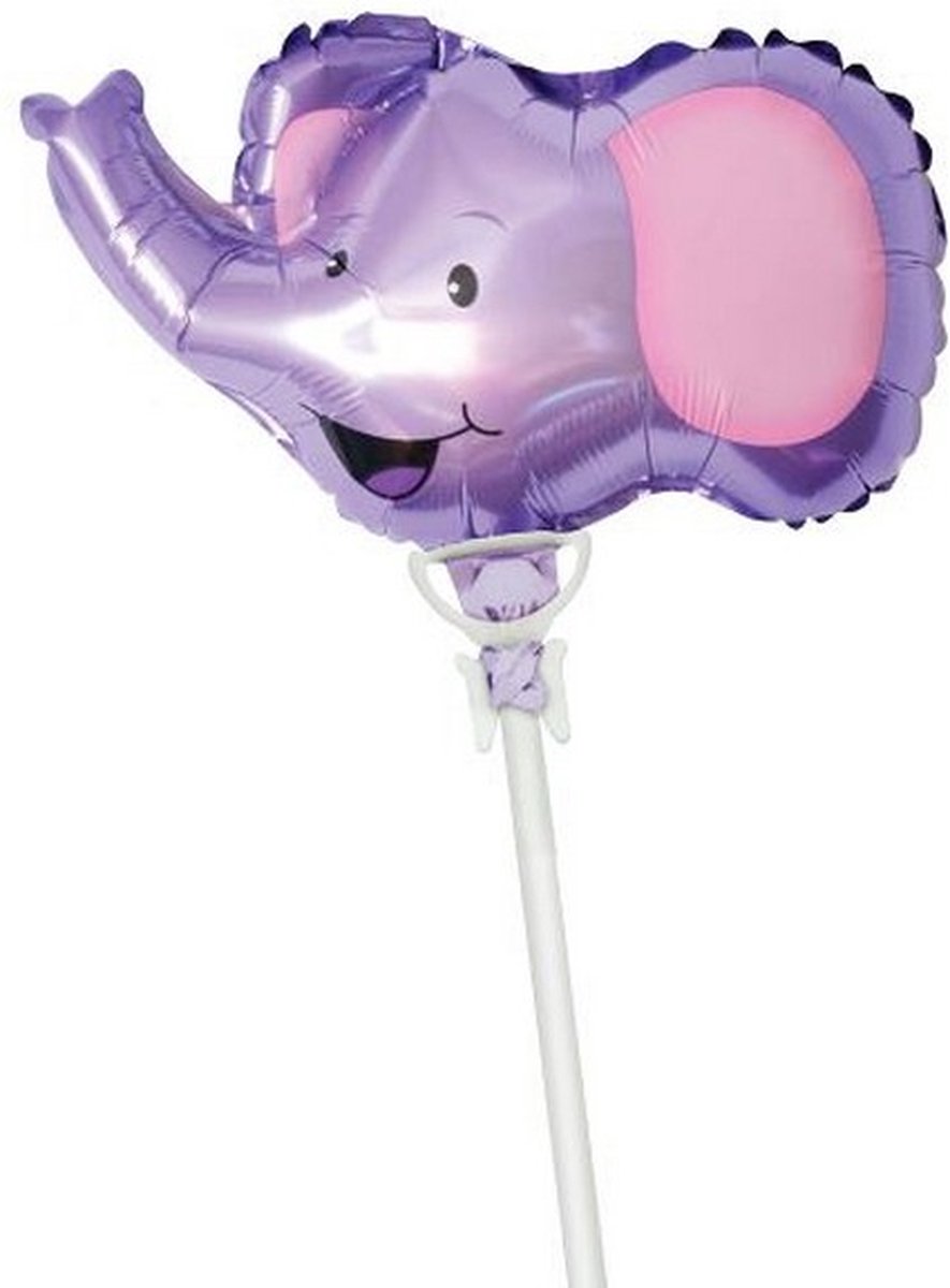 folieballon Olifant junior 35 cm paars 2-delig